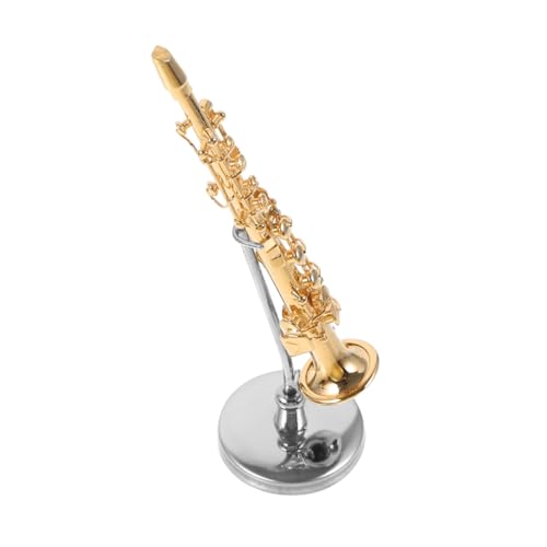 VOSAREA 1 Satz Miniaturinstrument Mini-Saxophon-Modell Saxophon-sature Miniatur-musikinstrumente Nachbildung Eines Saxophonmodells Mini-musikinstrumente Golden 24 Karat Vergoldetes Kupfer von VOSAREA