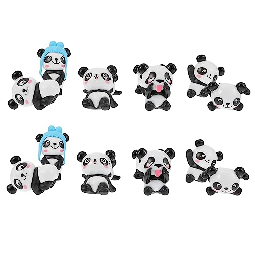 VOSAREA 16 Stück Panda Ornamente Dekorative Panda Modelle Mini Tierfiguren Miniatur Mikro Landschaftszubehör Panda Modell Basteln Miniatur Ornamente Türdekoration PVC Kunststoff von VOSAREA