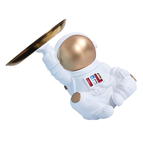 VOSAREA 1stk Astronautentablett Ohrringablage Aufbewahrungsschmuck Aufbewahrungsornament Astronautenfigur Astronauten-statuen-skulptur Miniatur-astronautenspielzeug Waschtisch Weiß Harz von VOSAREA