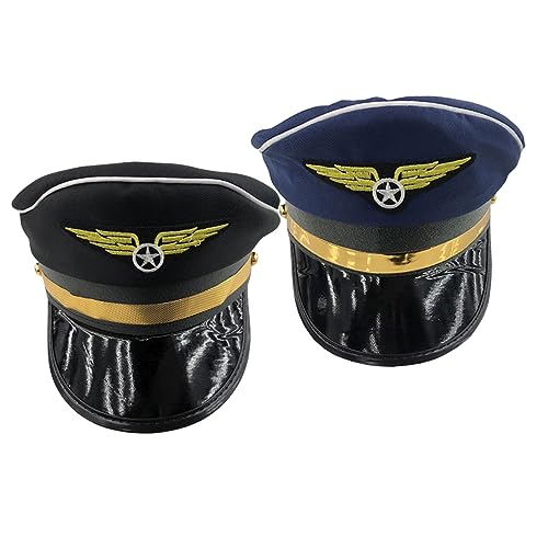 VOSAREA Unisex Hut Set Schwarz Navy Cosplay Party Hut Bühne Leistung Kopfbedeckung Karneval Zubehör von VOSAREA