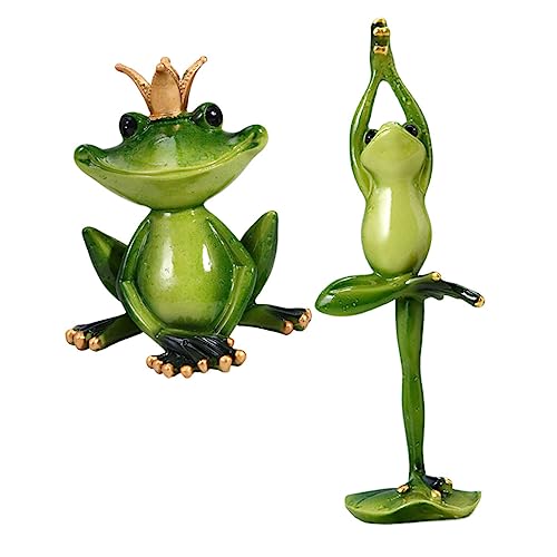 VOSAREA 2 Stück Schütteln Stuhl Frosch Ornament Yoga Frosch Statue Garten Tier Skulptur Frosch Figur Miniatur Frosch Handwerk Stehend Frosch Figur Frosch Garten Skulptur Yoga Pose Frösche von VOSAREA