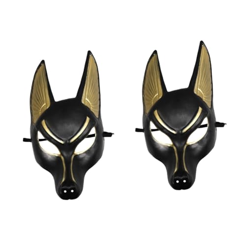 VOSAREA 2St Anubis-Maske LED-Maske Tonmaske Ägypten-Maske Gesichtsmaske schwarz Fuchs-Wolf-Maske halloween maske schwarze maske Karnevalsmaske Maskerade Plastikmaske Vintage Partymaske von VOSAREA