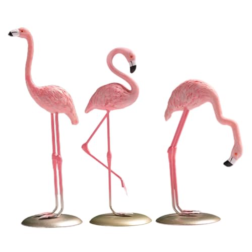 VOSAREA 3St Desktop-Dekoration Ornamente Flamingo-Schmuck Flamingo-Tierfigur Flamingo-Skulptur Büro Animal Figures bescherung Weihnachten Flamingo-Figur Desktop-Harz-Ornament Legierung von VOSAREA