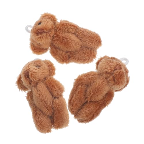 VOSAREA 3st Teddybär Stofftier Plüsch Kleiner Gelenkbär Kuscheltier Bären Tragen Anhänger Charms Plüsch-bären-anhänger Kleine Bärenstatuen Plüschbär-puppenspielzeug Kleiner Bär Coffee von VOSAREA