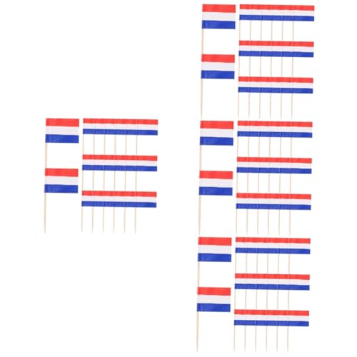 VOSAREA 4 Sätze Fahnenzahnstocher Mini-flaggenstab Der Niederlande Auswahl Der Niederländischen Flagge Weltflaggen-obstpflücker Party-obst-picks Flag-cocktail-picks Stoff 100 Stück * 4 von VOSAREA