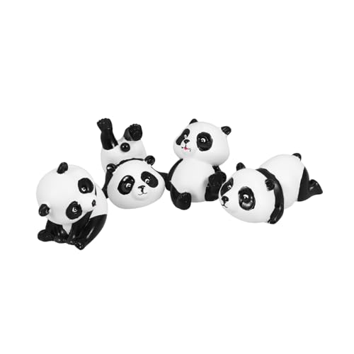 VOSAREA 4 Stück Panda-Verzierung Cartoon-Panda-Figur Märchengarten Panda Niedliche Panda Figur Panda Dekoration Garten-Panda-Skulptur Panda-Dekorationen zum Geburtstag Hofpanda Harz Weiß von VOSAREA