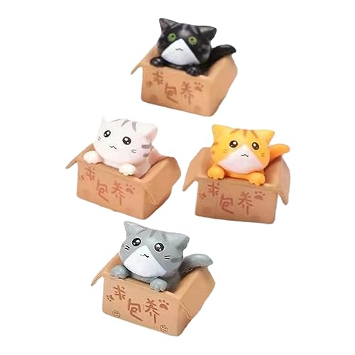 VOSAREA 4 Stück Private Katzen Ornamente Niedliche Katzen Tierfiguren Tier Mikro Landschaftsornamente Realistische Kätzchen Miniatur Kätzchen Dekoration Mini Katzenstatue Katzen von VOSAREA