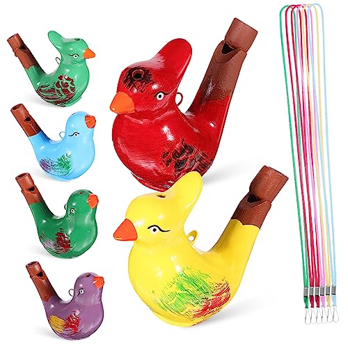 VOSAREA Keramische Vogelpfeifen Handgemachte Wasservogelpfeifen Mit Lanyards Musikalisches Lernspielzeug Für Bunte Designs Zufällige Farben Perfektes Für von VOSAREA