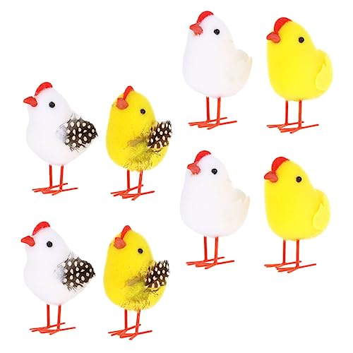 VOSAREA 8 Stück Beflocktes Hühnerspielzeug Osterküken Spielzeug Mini Hahn Spielzeug Gefülltes Huhn Plüschtier Desktop Verzierung Plüsch Hühner Miniatur Niedliches Chenille von VOSAREA