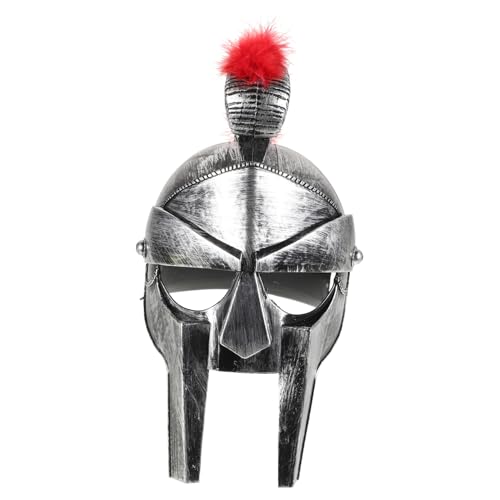 VOSAREA -Hut römischer Helm Mittelalterlicher Ritterhelm Cosplay-Helm Antiker Kriegerhelm Heldenhelm Helm Männer mittelalterlich Antiker römischer spartanischer Helm Plastik Silver von VOSAREA