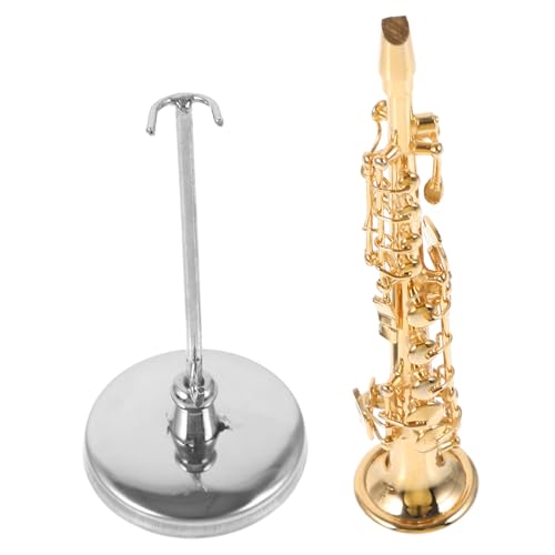 VOSAREA Miniatur Musikinstrument Modell Mini Saxophon Figur Mini Musikinstrument Musikinstrumente Modell Saxophon Modell Horn Miniatur Saxophon Goldenes 24 Karat Vergoldetes Kupfer von VOSAREA