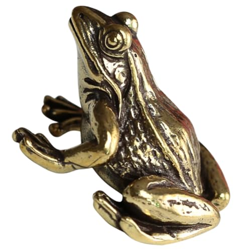 VOSAREA Outdoor-Frosch-Dekor bürodeko büro Dekoration Retro Dekoration handwerkskunst zeltstangen Glücksgeldfigur Miniatur-Krötenfigur feng Frosch-Gartenstatue Gartenfrosch Messing Golden von VOSAREA