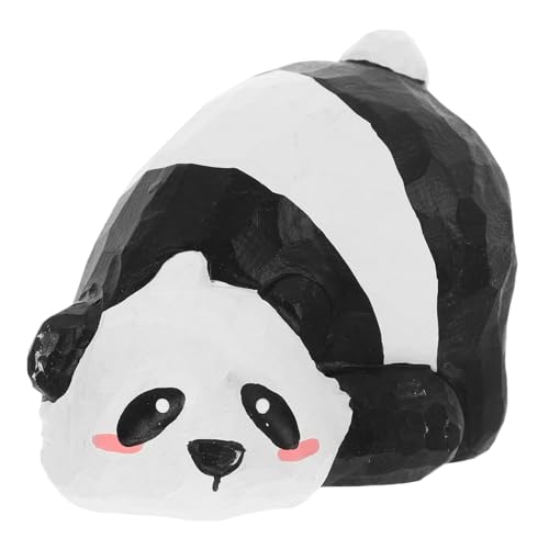 VOSAREA Panda Ornament Mini Geschnitzte Panda Statue Panda Skulptur Panda Spielzeug Garten Panda Dekore Garten Panda Figur Entzückende Panda Statue Panda Modell Szene Dekore Holz von VOSAREA