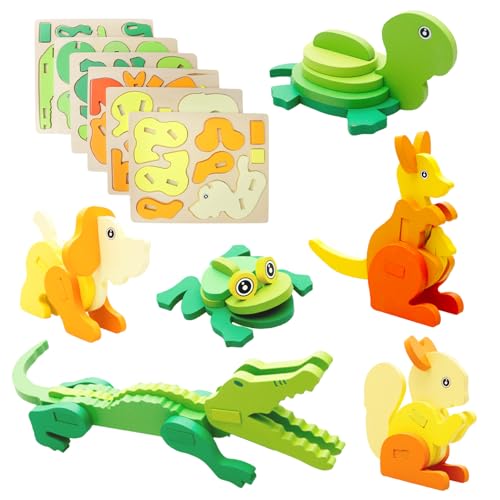 3D Kinder Holzpuzzle Spielzeug, Holzspielzeug Puzzle Kinder,Tier Puzzle Pädagogische Spielzeug,3D Cartoon Puzzle Spielzeug,lernendes Pädagogisches für Kleinkinder und Vorschulkinder von VOSSOT