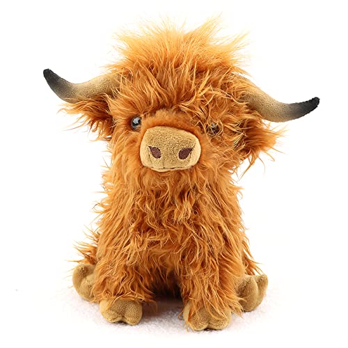 Hochlandkuh Plüschtier, Hochlandkuh Weichpuppen Hochlandkuh Kuscheltiere, Realistische Schottische Hochlandrinder Plüschtiere Kinder Figur Spielzeug Rind Kuschel Langhaar Stier Plüschtier für Kind von VOSSOT