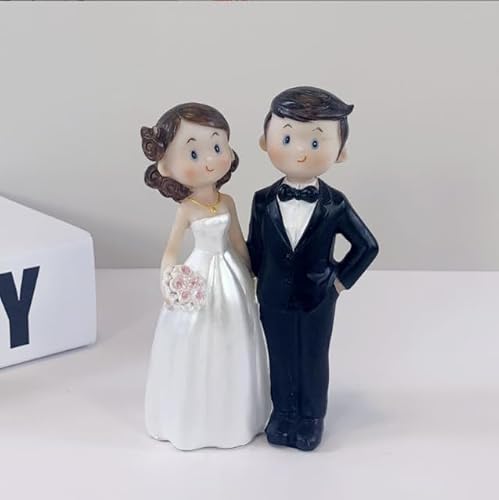 Hochzeitspaar Figurine, Wedding Cake Topper, Dekoration für Hochzeitskuchen, Kuchen Dekorationen für Vorschlag, Braut und Bräutigam Brautpaar Tortenaufsatz, Tischdekoration 12 cm, Polyresin von VOSSOT