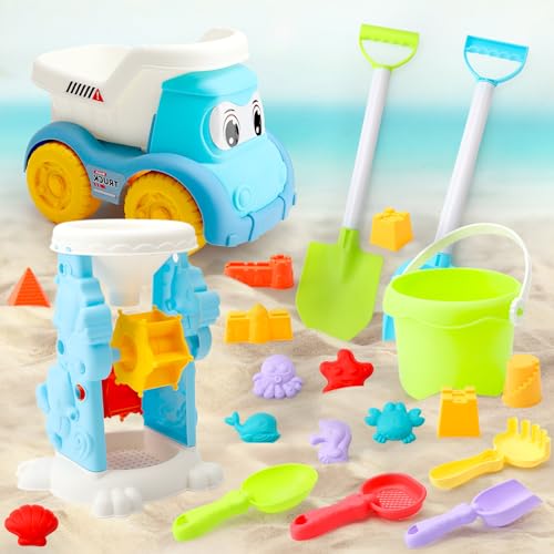 Sandspielzeug Set, 20 Stück Strandspielzeug für Kinder, Sandkasten Strand Spielzeug, Schaufel Werkzeugsätze, Sandformen, Sandbox Toys Sandburg-Baukasten, Sommerspielzeug für drinnen und draußen von VOSSOT