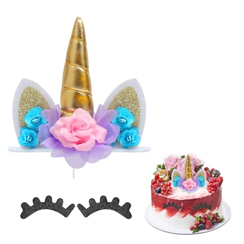VOSOOT Einhorn Tortendeko Gold mit Künstliche Wimpern und Basis, 3d Einhorn Kuchen Deko für Geburtstag Mädchen, Einhorn Deko Torte Kindergeburtstag Party Hochzeit,Geeignet für Kindergeburtstage VOSOOT Einhorn Tortendeko Gold mit Künstliche Wimpern und Basis, 3d Einhorn Kuchen Deko für Geburtstag Mädchen, Einhorn Deko Torte Kindergeburtstag Party Hochzeit,Geeignet für Kindergeburtstage von VOSSOT