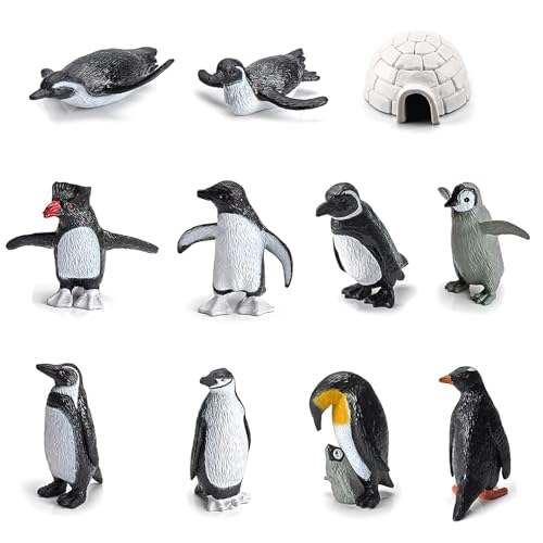 VOSSOT 11 Stück Pinguin Figuren,Realistische Pinguinfiguren Spielzeug,Pinguin Tiere-Figuren Set,Pinguin Spielzeug,Polartiere,Pinguin Kuchen Topper,Nette Pinguin Figuren,Antarktis Tierfiguren von VOSSOT