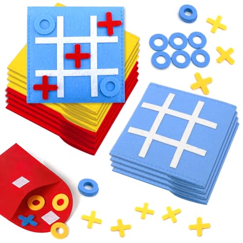 VOSSOT 12 Stück Tic Tac Toe Spiel für Kinder,Filz Brettspiel Spielzeug,Mini-Brettspiel Spielzeug,Bunt Tic Tac Town Spiel,Brettspiel für Kinder und Familie,Lernbrettspiel Spielzeug für Geburtstag von VOSSOT