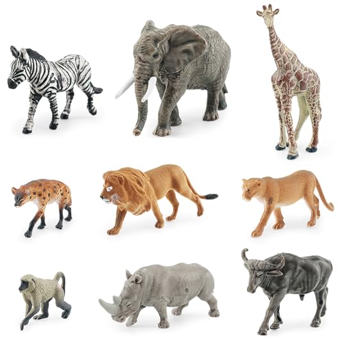 VOSSOT 9 Stück Tiere Figuren Tiere Spielzeug Safari Tiere Figur Spielzeug,Vinyl Kunststoff Tierfiguren Set,Mini Waldtier Spielzeug,Zoo Spielzeug,Bauernhof Tiere Spielzeug tierfiguren Set für Kinder von VOSSOT