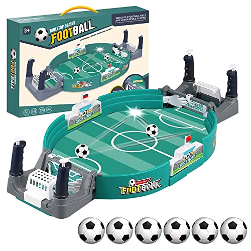 VOSSOT Interaktives Tischfußballspiel, Mini Tischkicker mit 6 Fußbälle, Tischfußball-Eltern-Kind-Spiel, Desktop Fußball Kit Spielzeug Slingshot Tischspiele, für 3+ Kinder und Erwachsene von VOSSOT