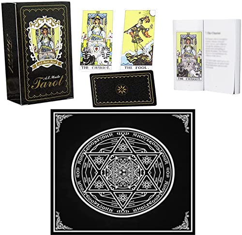 Tarotkarte mit Leitbuch und spezieller Tarot-Tischdecke Reiter Tarotkarten Set für Anfänger und Profispieler von VOVCIG