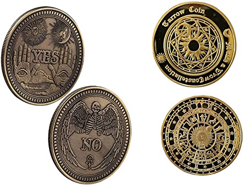 VOVCIG Yes No Challenge Coin Tarot Coin Lucky Coin Set bestehend aus 1 Sun Moon Wahrsagung Tarot Münze und 1 Ja No Coin (2 Stück) von VOVCIG