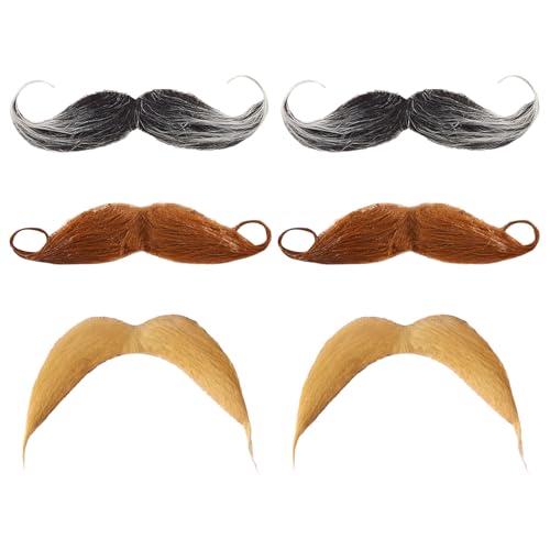 6 Stück Schnurrbart zum Ankleben,Fake Bart Fasching,Klebebart Künstlicher,Moustache Detektiv 80er Oberlippenbart Cosplay Kostüm für Halloween Weihnachten 6 Stück Schnurrbart zum Ankleben,Fake Bart Fasching,Klebebart Künstlicher,Moustache Detektiv 80er Oberlippenbart Cosplay Kostüm für Halloween Weihnachten von VPB