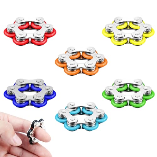 VPOUERY Set of 6 Roller Chain Fingertip Toys Bicycle Chain Stress Relief Toy Chain Stress Relief Toy Bicycle Chain Toy Stress Relief Toy for Children Adults von VPOUERY