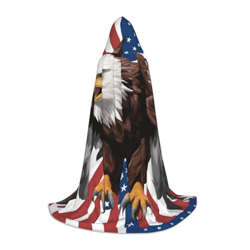 VPPUR Adler mit USA-Flagge, Uni, Kapuzenumhang für Karneval, Mottoparty, Dekoration, Hexenkostüm, Cosplay von VPPUR