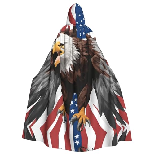 VPPUR Adler mit USA-Flagge, bedruckt, mit Kapuze, Anmut für Damen und Herren, Halloween, Cosplay, Karneval, Partys, Themenveranstaltungen von VPPUR