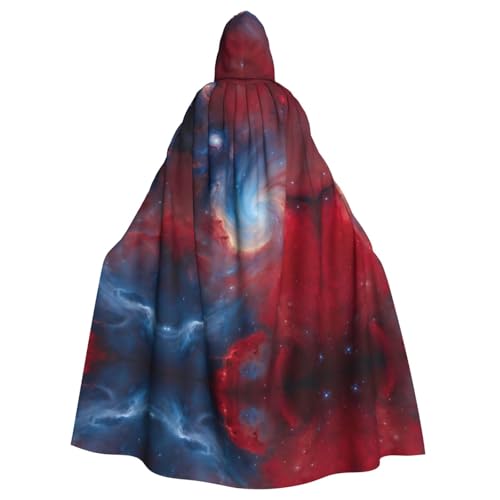 VPPUR Roter blauer Galaxie-Druck, mit Kapuze, Anmut für Damen und Herren, Halloween, Cosplay, Karneval, Partys, Themenveranstaltungen von VPPUR