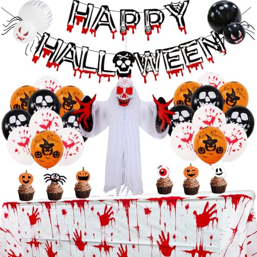 Halloween Deko Set 36 Stück Halloween Dekoset, Halloween Latexballons, Karneval Halloween Party, Halloween Kinderparty Deko Set, Halloween Banner & Hängedeko, für Halloween, Partys, Innendekoration von VRMSTOY