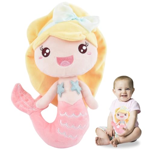 VRMSTOY Meerjungfrau Kuscheltier, 20CM Meerjungfrau Spielzeug, Puppe Meerjungfrau, Meerjungfrau Puppe für Kinder, Meerjungfrau Stoffpuppe, Plüsch Spielzeug, Weiches Stofftier Kuscheltier（Gelbe Haare） von VRMSTOY