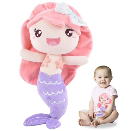 VRMSTOY Meerjungfrau Stoffpuppe, 20CM Meerjungfrau Kuscheltier, Meerjungfrau Puppe für Kinder, Ozeane Kuscheltier, Plüsch Spielzeug, Meerjungfrau Weiches Stofftier Kuscheltier（Rosa Haare） von VRMSTOY