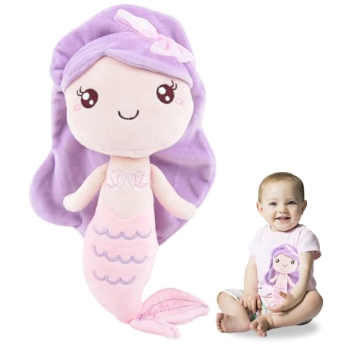 Meerjungfrau Puppe, 20CM Meerjungfrau Kuscheltier, Meerjungfrau Puppe für Kinder, Meerjungfrau Stoffpuppe, Plüsch Spielzeug, Flauschiges Niedliches Kuscheltiere Meerjungfrau Plüsch Doll（Lila Haare） von VRMSTOY