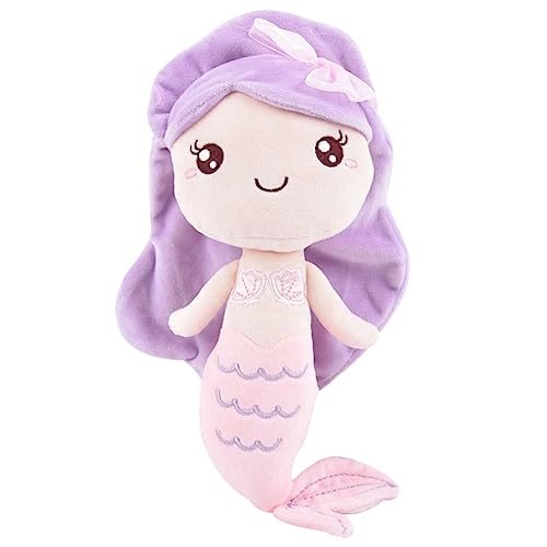 Meerjungfrau Puppe, 20CM Meerjungfrau Kuscheltier, Meerjungfrau Puppe für Kinder, Meerjungfrau Stoffpuppe, Plüsch Spielzeug, Flauschiges Niedliches Kuscheltiere Meerjungfrau Plüsch Doll（Lila Haare） von VRMSTOY