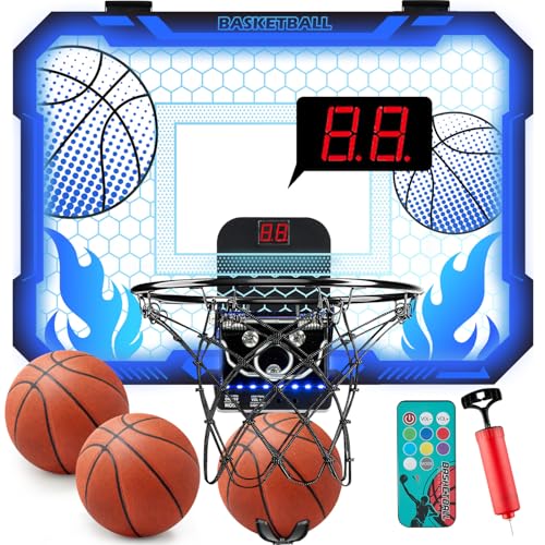 VROGTIK Indoor-Basketballkorb für Kinder mit 7 farbigen LED-Lichtern, Fernbedienung, Halterung über der Tür, Anzeigetafel - Geschenke für 4-12 jährige Jungen und Mädchen VROGTIK Indoor-Basketballkorb für Kinder mit 7 farbigen LED-Lichtern, Fernbedienung, Halterung über der Tür, Anzeigetafel - Geschenke für 4-12 jährige Jungen und Mädchen von VROGTIK