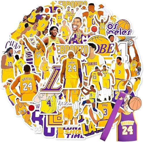 50PCS NBA Lakers Aufkleber & Kobe Bryant 3D Schlüsselanhänger,Nba Aufkleber Schlüsselanhänger Nba Basketball Star Aufkleber Fürgepäck, Laptops, Helme, Skateboards Und Mehr, Basketball-Fans Souvenir von VROLUVTQ