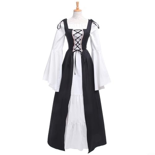 VRTYVEYBB Mittelalterliches Kostüm für Damen, mittelalterliches Renaissance-Kostüm, Überanzug, Kleid, schulterfrei, langärmelig, Steam-Punk, Prinzessin, Cosplay, Kleid für Halloween, Gothic, Party, von VRTYVEYBB