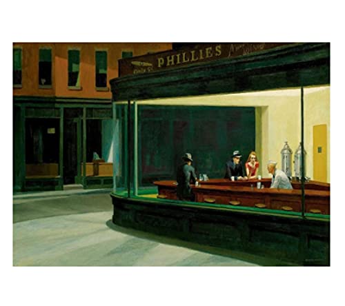 1000-teiliges Puzzle Edward Hopper: Nighthawks, Wandkunst-Poster, Familienspiele für Erwachsene, Kinderspiele, Lernspielzeug, 70 x 50 cm von VRYOP