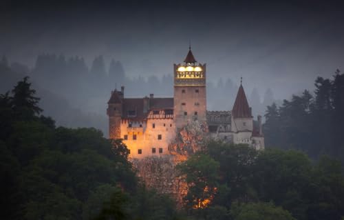 1000-teiliges Puzzle für Erwachsene und Kinder – Puzzle für Erwachsene, 1000 Teile, DIY-Puzzle, Dracula, Rumänien, Siebenbürgen, Landschaften, 70 x 100 cm von VRYOP