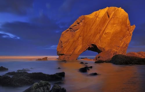 Holzpuzzle, tolles Geschenk für Erwachsene und Kinder, Puzzleteile in einzigartiger Form, Strand, der Ozean, Portugal, Santa Cruz, 52 x 38 cm von VRYOP