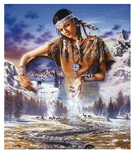 Indische Frau Wolf Poster Holz Puzzle 1000 Teile Erwachsenenspielzeug Dekompressionsspiel 38x26CM von VRYOP