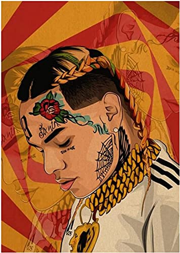 Papierpuzzle 1000 Teile Hip Hop Rapper 6Ix9Ine Puzzles Lernspielzeug für Erwachsene Geburtstagsgeschenk 70x50CM von VRYOP