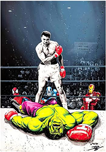 Puzzle 1000 Teile Muhammad Ali gegen Hulk an der Wand, Boxplakate für Papier, Spielzeug für Erwachsene, Dekompressionsspiel, 70 x 50 cm von VRYOP