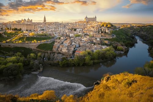 Puzzle 1000 Teile Panorama Spanien Toledo Tejo Flusslandschaft 70x50CM von VRYOP