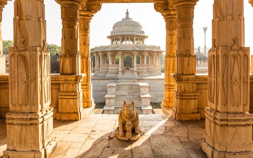 Puzzle für Erwachsene, 1000 Teile, Architektur, Sonnenaufgang, Udaipur-Tempel, 70 x 50 cm von VRYOP