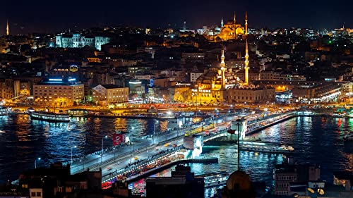 Puzzle für Erwachsene, 1000 Teile, Istanbul City Night Light Show, 70 x 50 cm von VRYOP